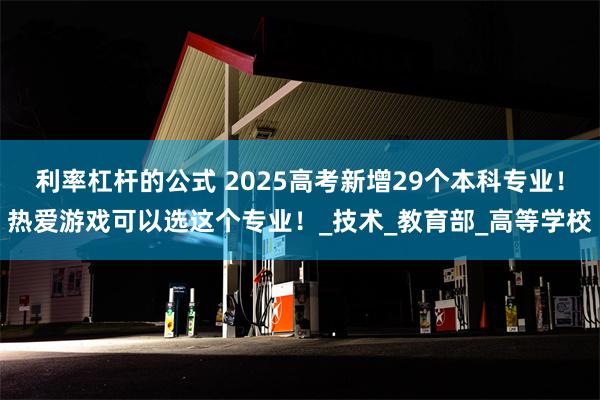 利率杠杆的公式 2025高考新增29个本科专业！热爱游戏可以选这个专业！_技术_教育部_高等学校
